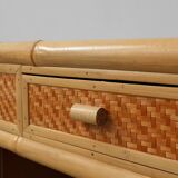 Italian 1970s bamboo and wicker chest of drawers or nightstand