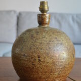 Pied de lampe boule en grès vintage signée