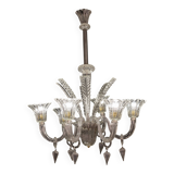 Extraordinary Art Decò Barovier e Toso Chandelier, Murano “Bubble” Glass, 1940s