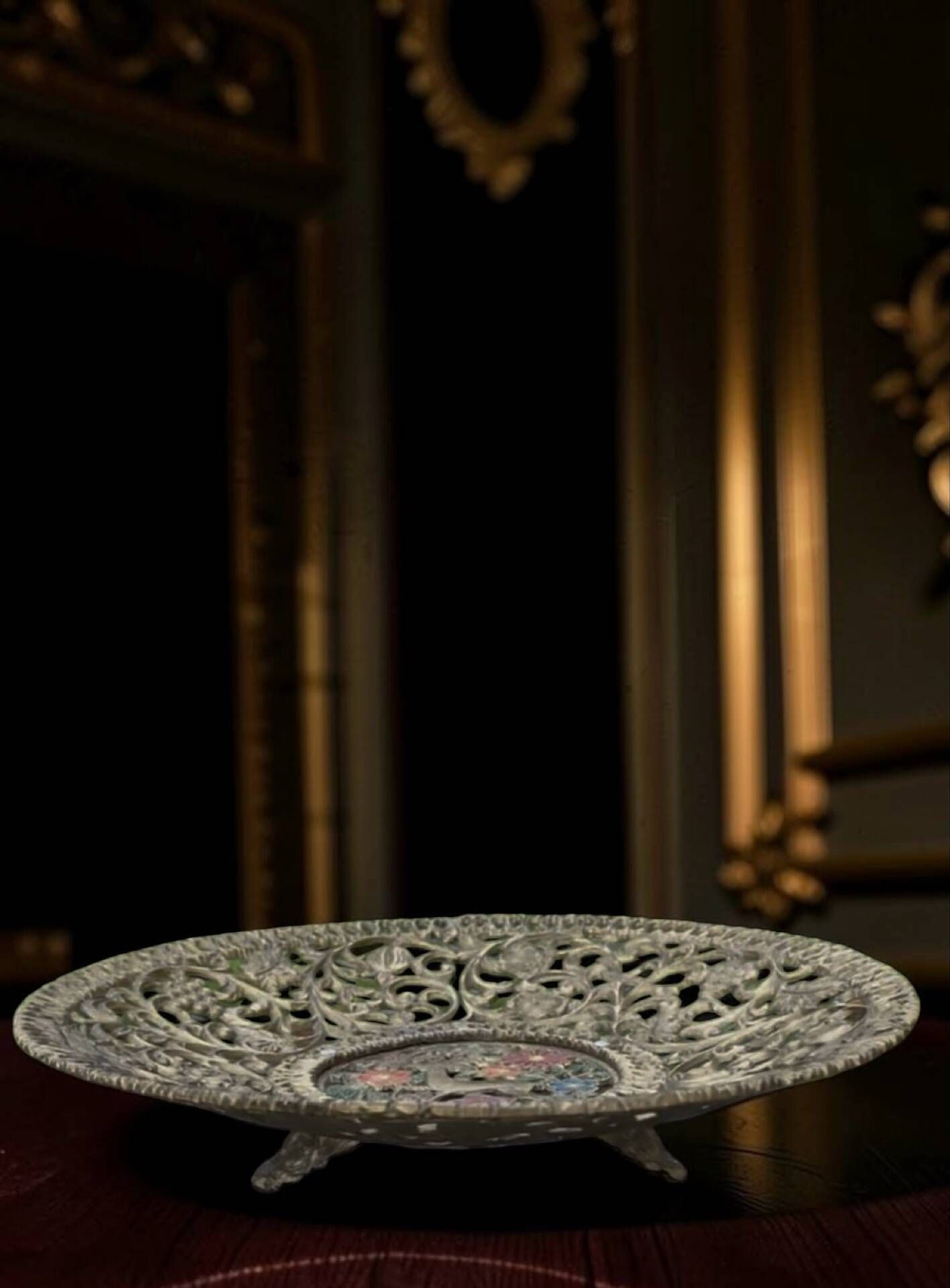 Vintage tamar coupe made in israel – openwork brass and enamel – decorative piece.