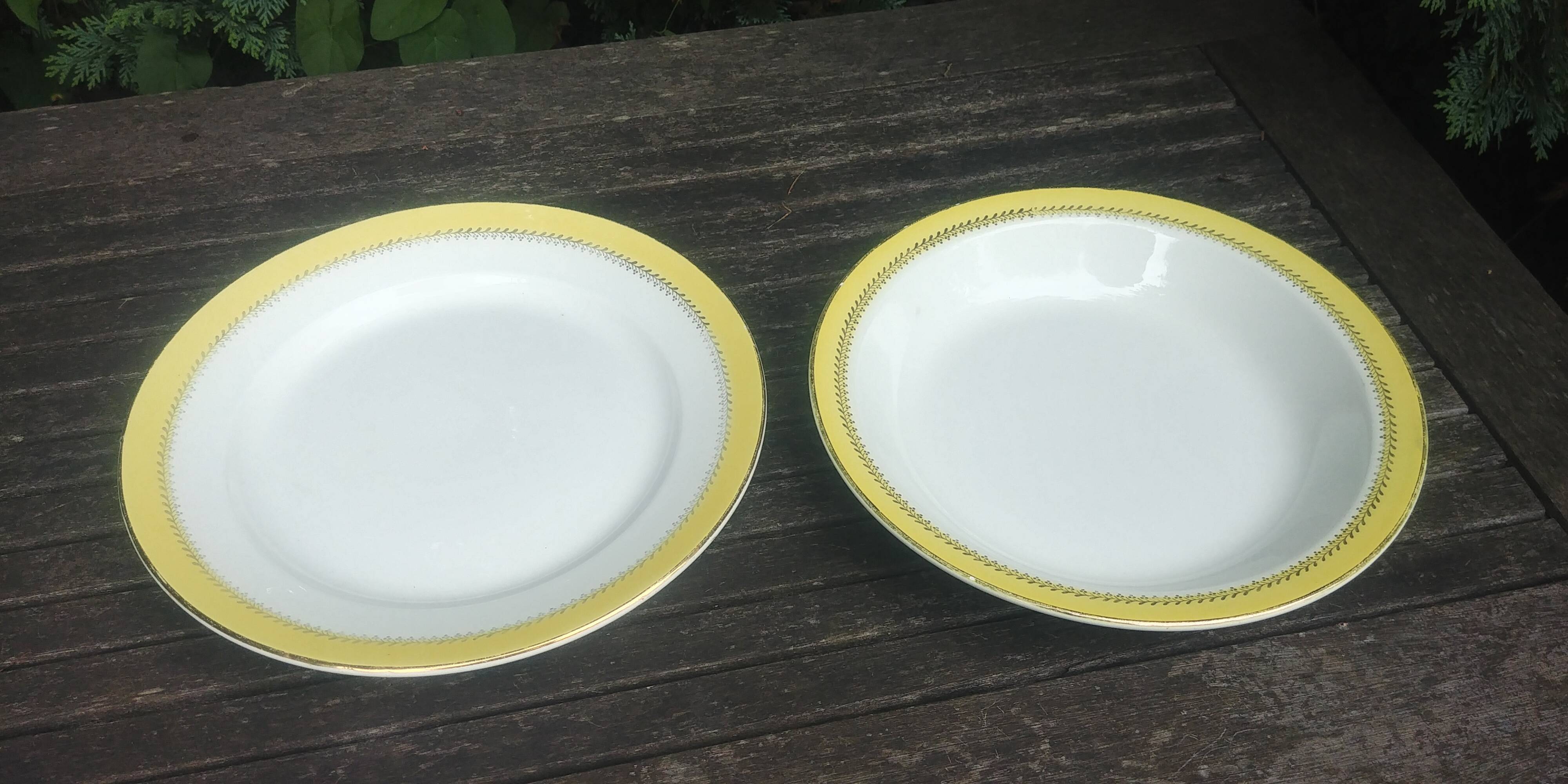 Lot of two large old porcelain serving dishes signed "Biarritz".