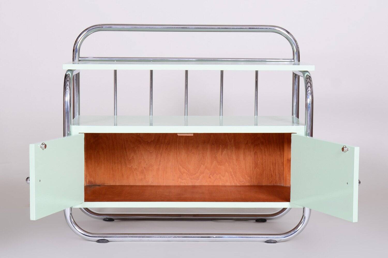 Vintage Bauhaus Cabinet in Chrome-Plated Steel and Lacquered Wood, 1930s