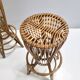 Pair of Postmodern Italian Round Bamboo Stools in the style of Agnoli
