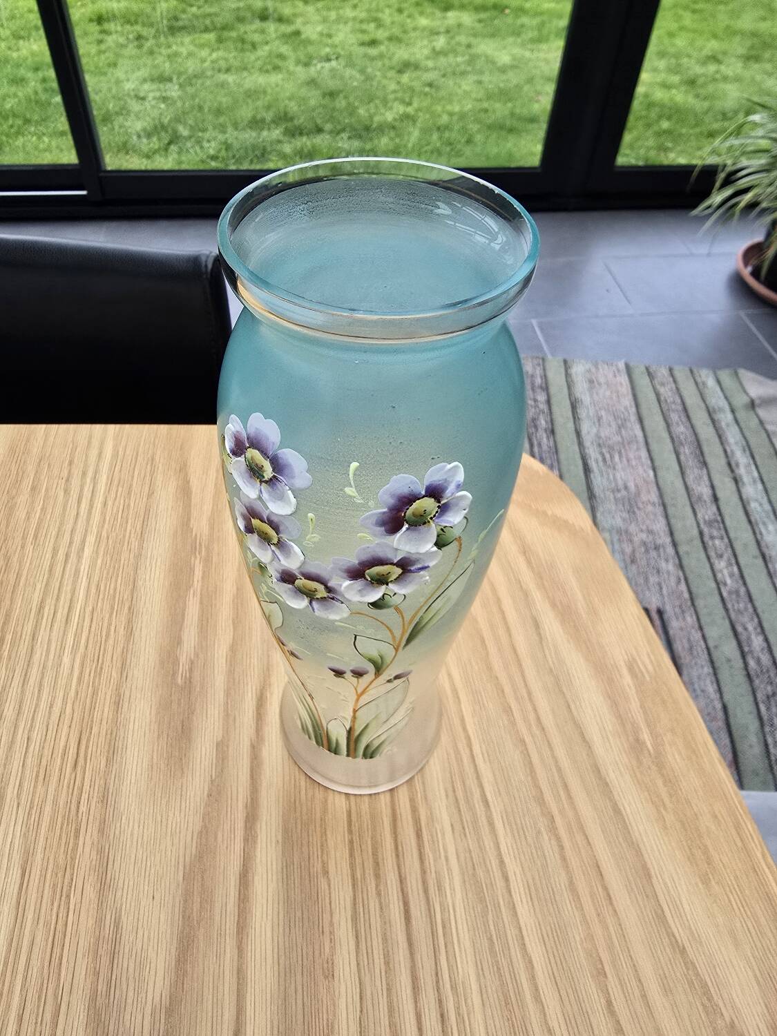 Glass vase with enamel flowers circa 1900