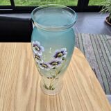 Glass vase with enamel flowers circa 1900