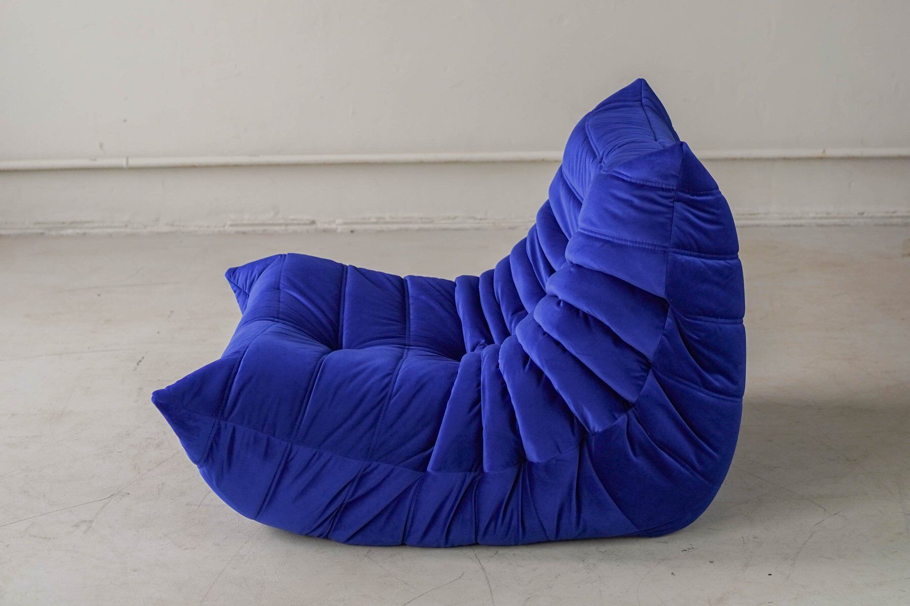 Togo living room set in blue velvet by Michel Ducaroy for Ligne Roset, 1979, set of 5