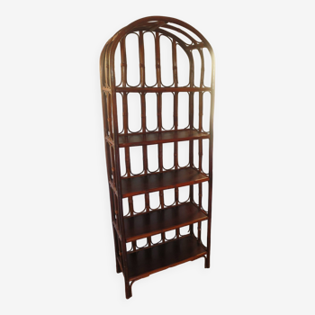 Vintage - Pretty bookcase - shelf - 5 levels - Bamboo and rattan - 80s