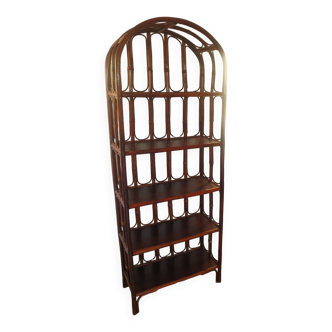 Vintage - Pretty bookcase - shelf - 5 levels - Bamboo and rattan - 80s