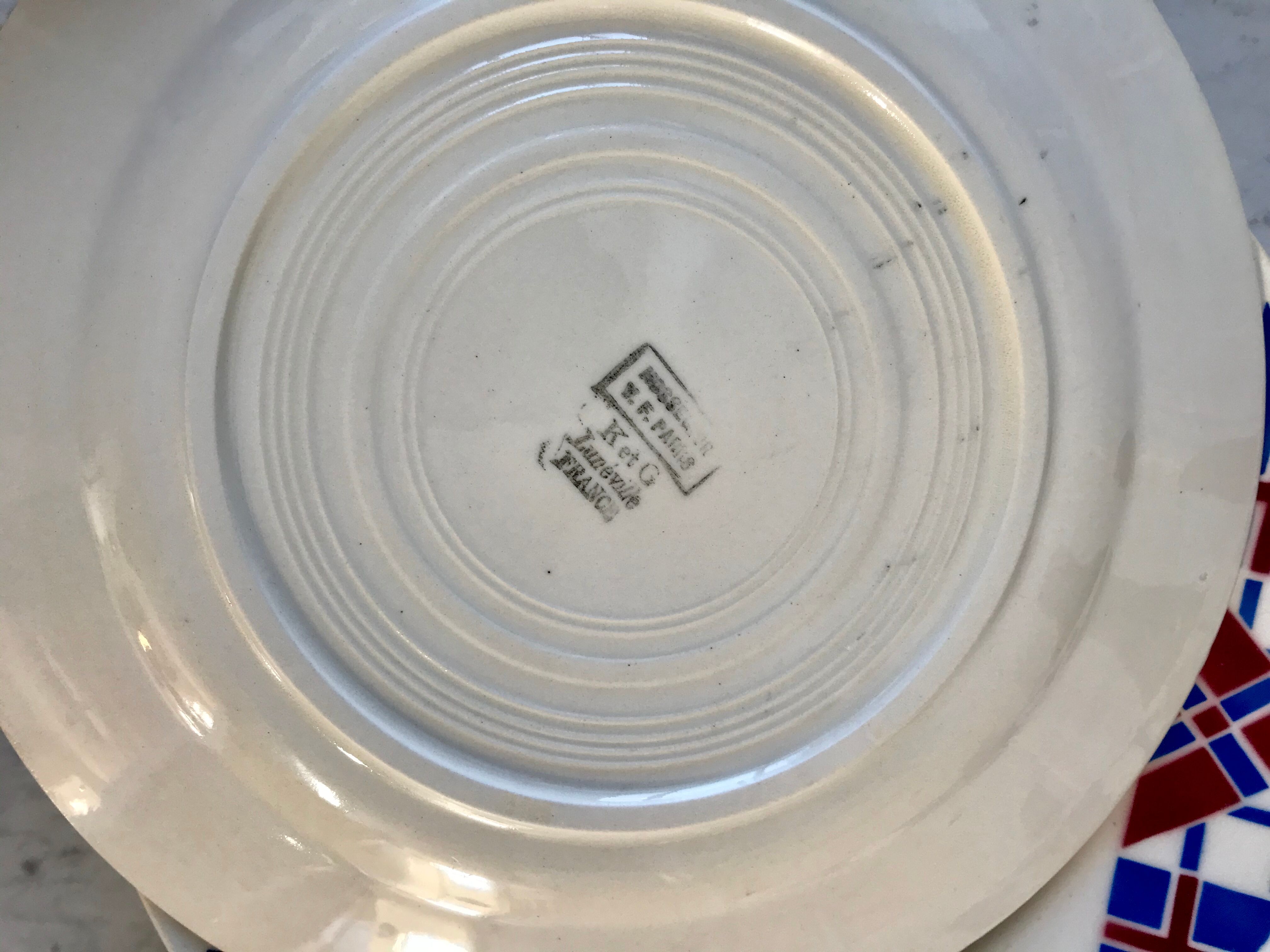 Set of 4 flat plates Lunéville model Hossegor
