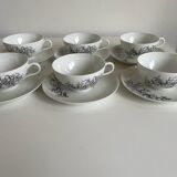 Françoise Adnet “Black Coral” 6-cup and saucer set – Pork