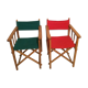 Pair of folding chairs in wood and vintage canvas, 1970s
