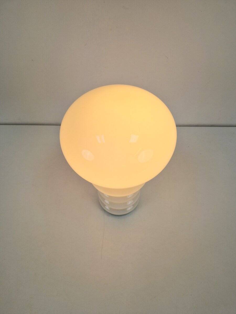 Vintage Space Age Bulb Table Lamp in White Glass, Germany, 1970s