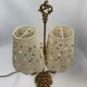Pair of antique hot water bottle lamps in gilded bronze
