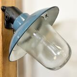 Industrial Blue Painted Factory Lamp Wall Light from Elektrosvit, 1960s