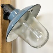 Industrial Blue Painted Factory Lamp Wall Light from Elektrosvit, 1960s