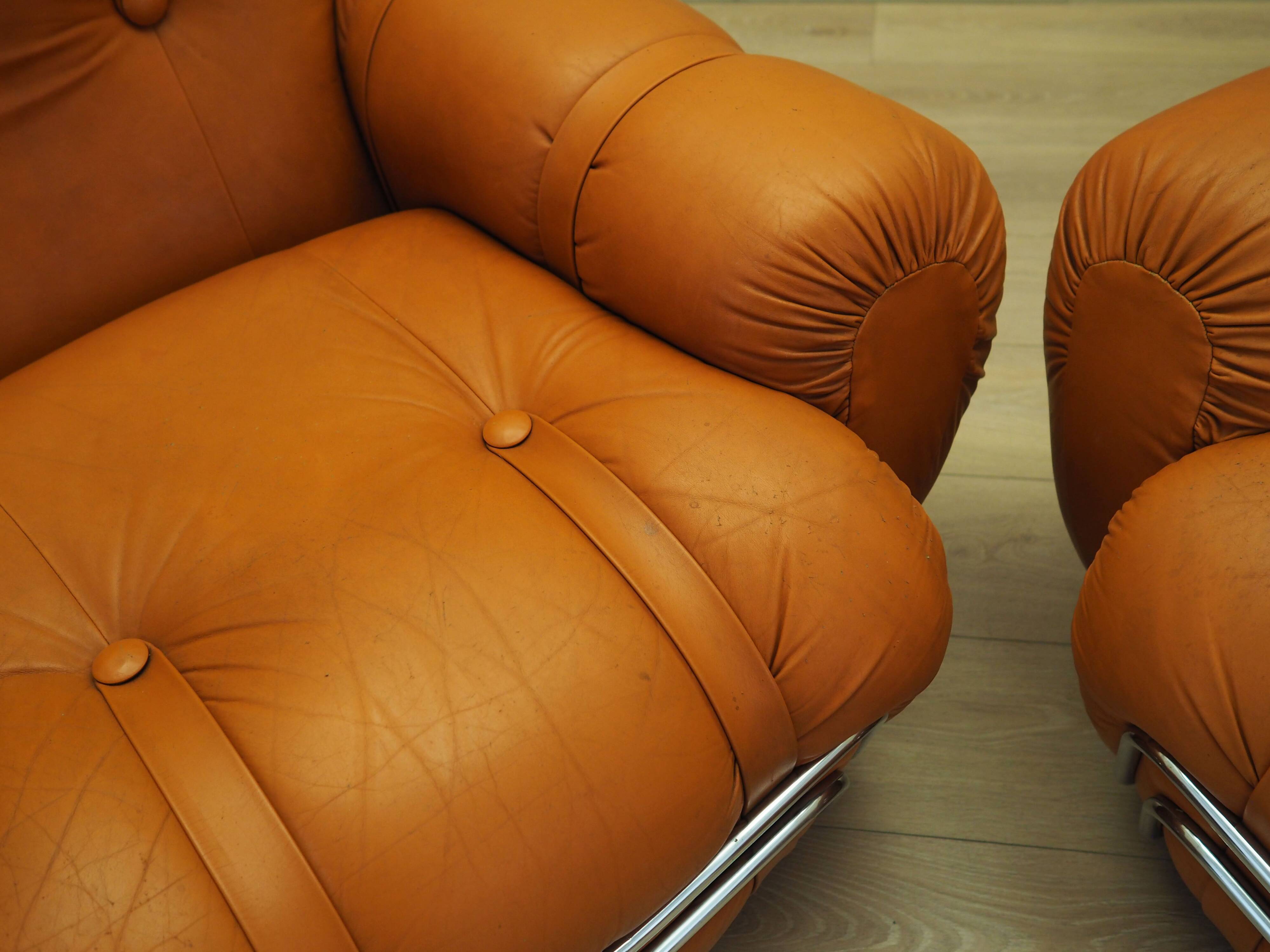 Set of orange armchairs, Space Age design, 1960s, production: Italy
