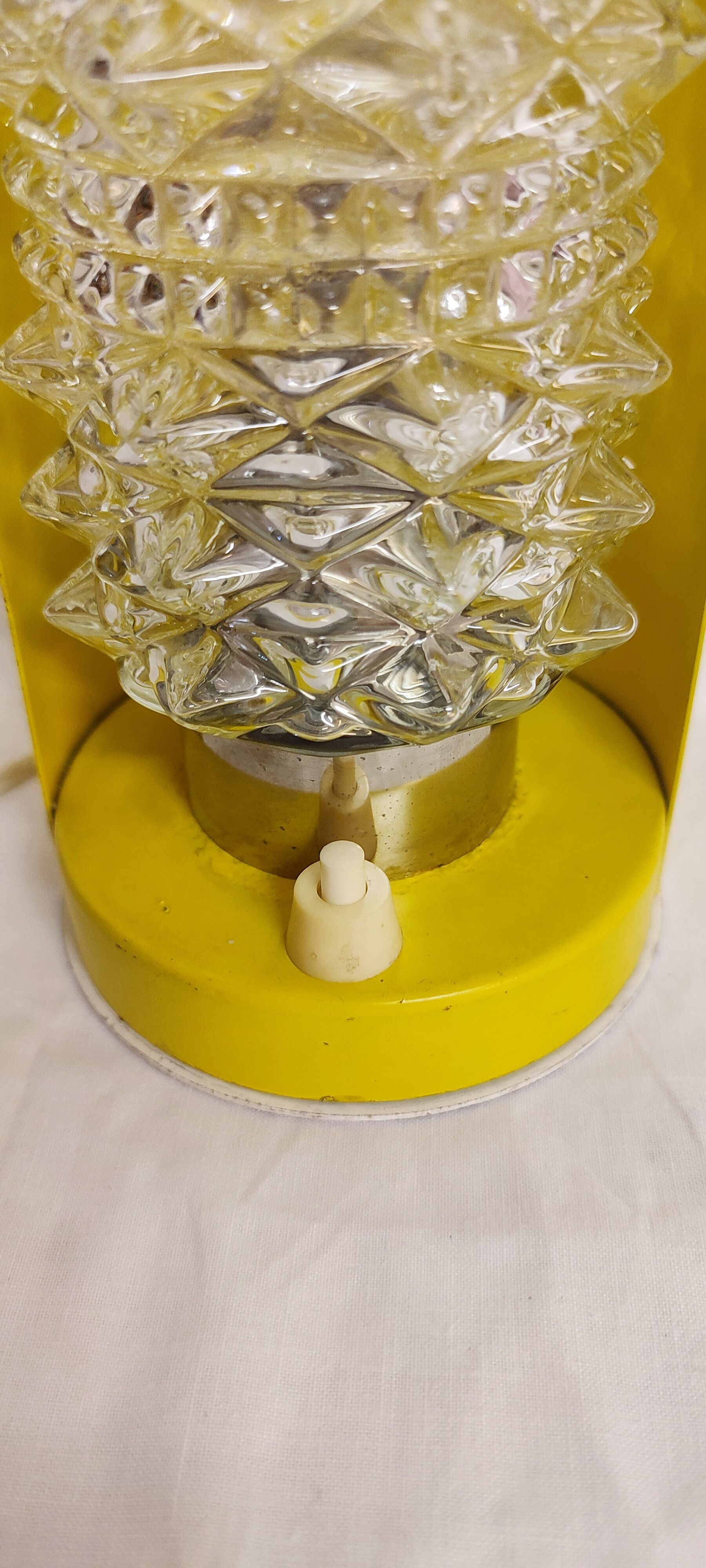 Metal and glass table lamp. Spain, 1970s.