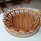 Vintage rattan basket 70s
