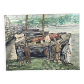 old marine, oil on canvas, M. Guillet! Audierne around the Agres