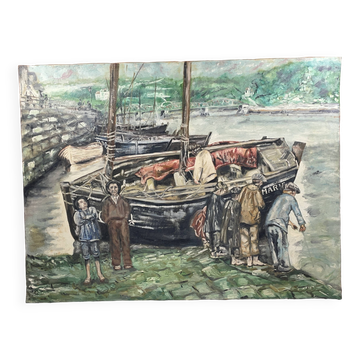 old marine, oil on canvas, M. Guillet! Audierne around the Agres