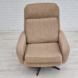Fauteuil pivotant et son repose-pieds, laine