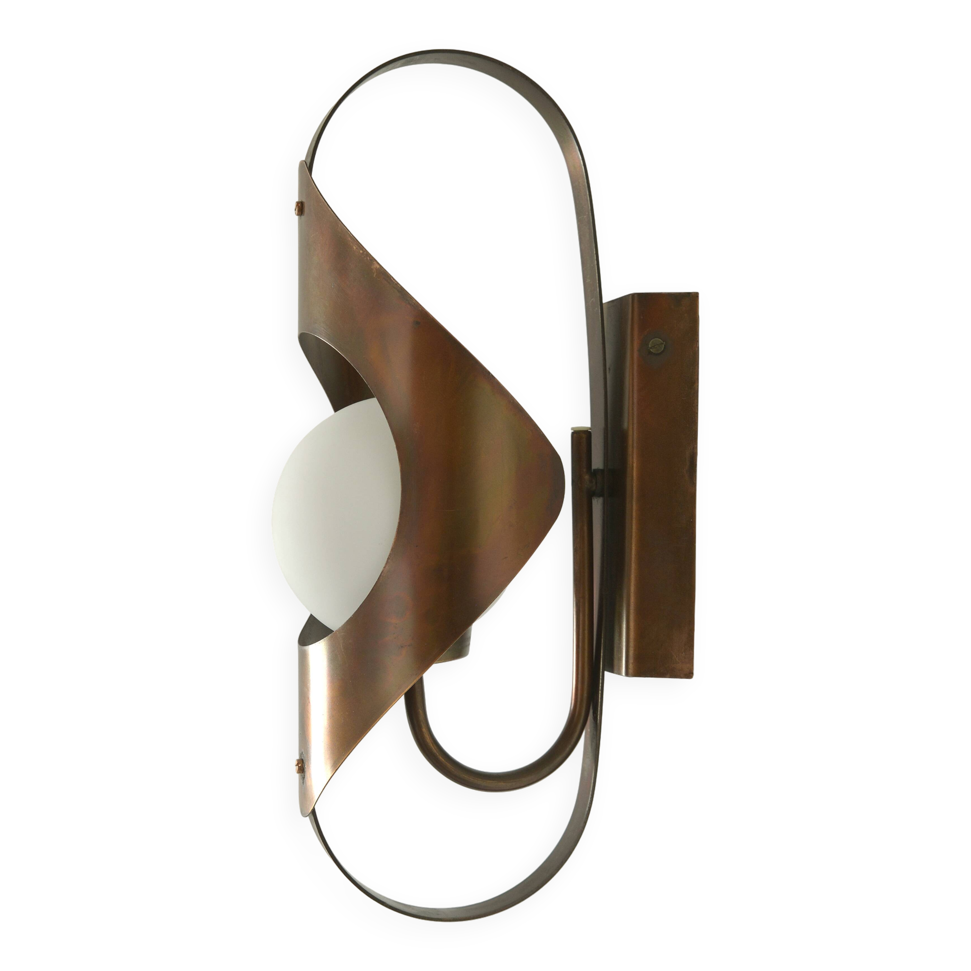 Brutalist sconce vintage wall lamp space age copper lamp 1970 light fixture