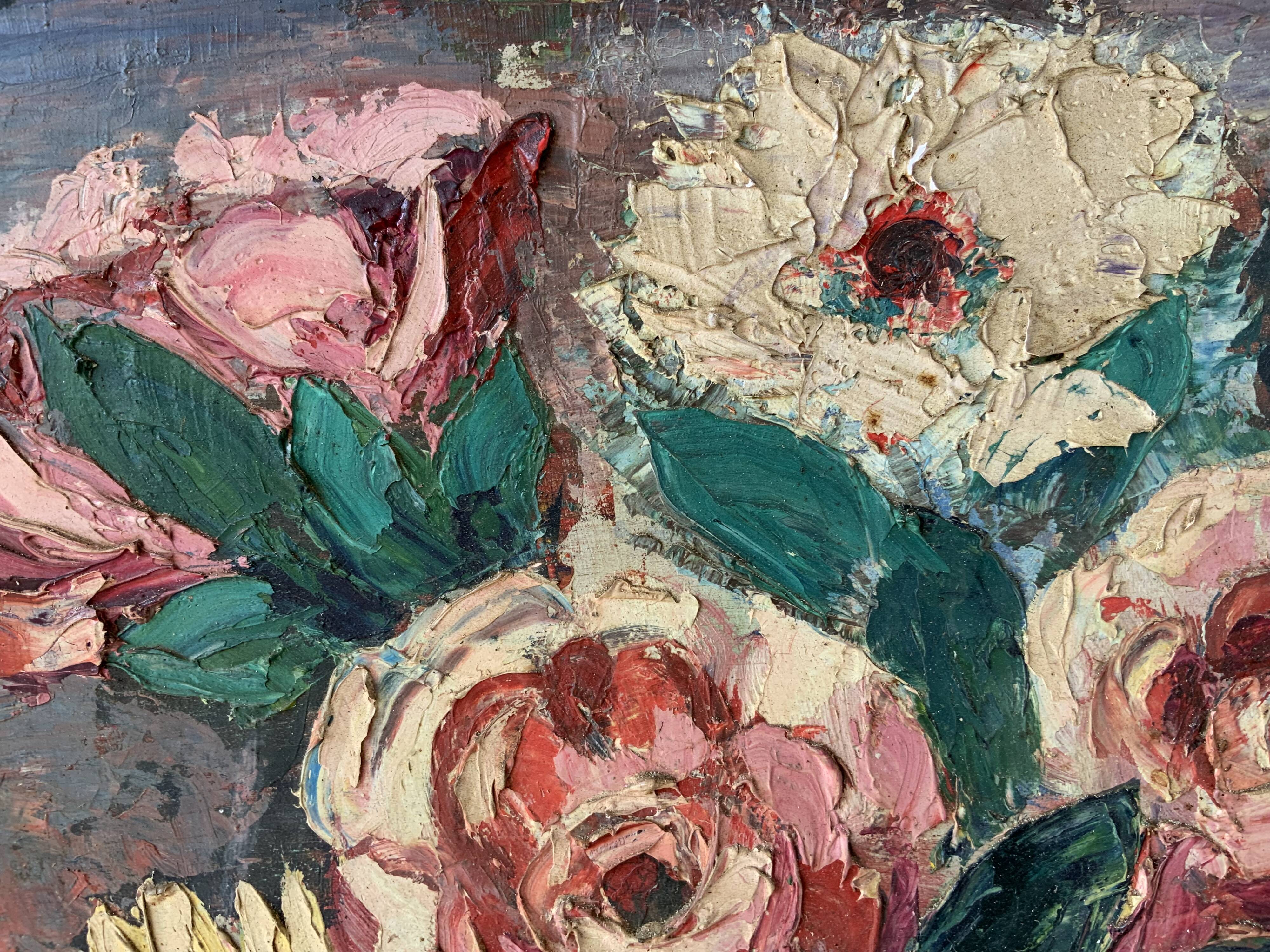 Painting old still life flowers