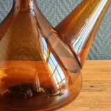 Vintage Amber Glass Wine Carafe - Artisan Decanter in Porron Style