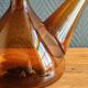 Vintage Amber Glass Wine Carafe - Artisan Decanter in Porron Style