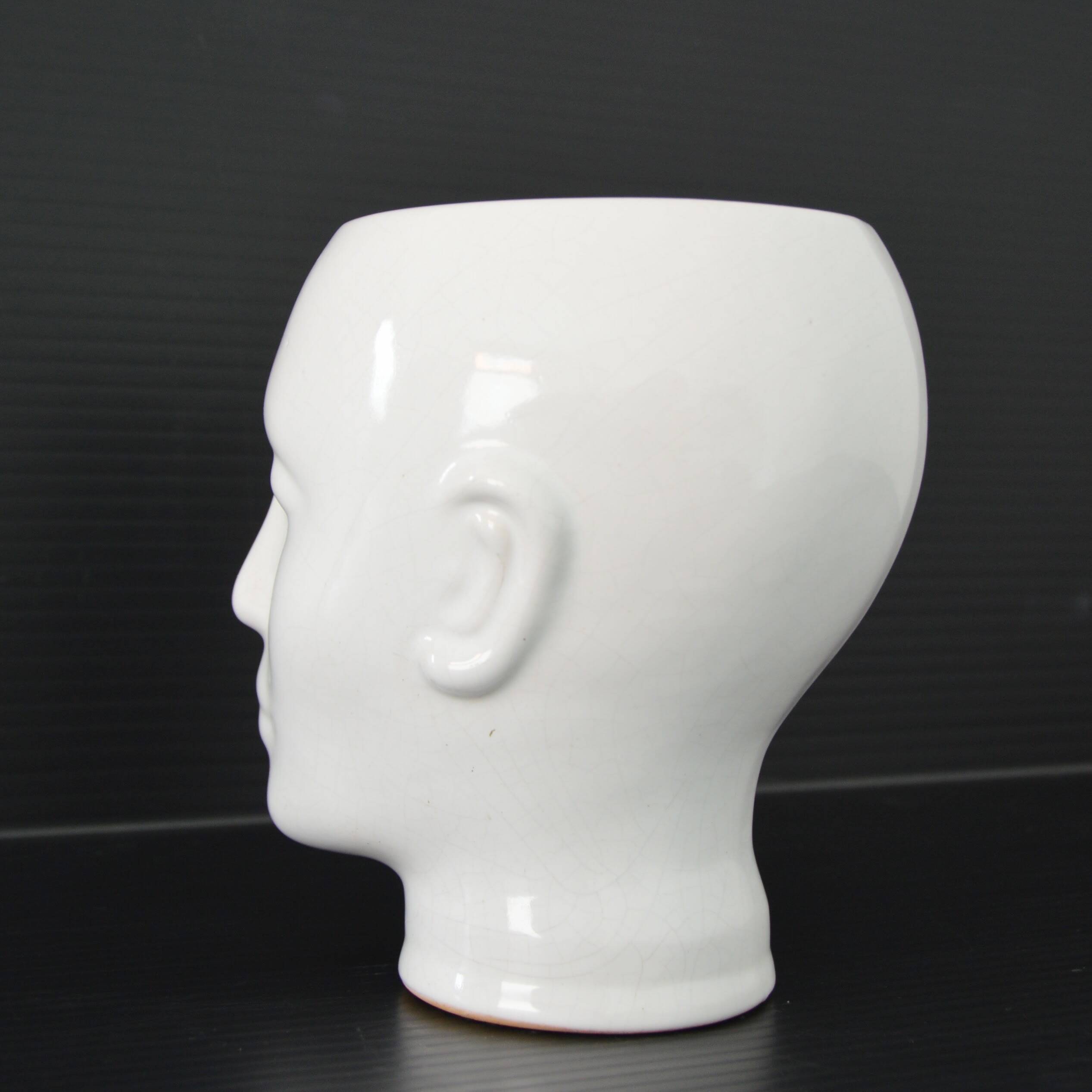Earthenware cachepot or vase with a head, 1970