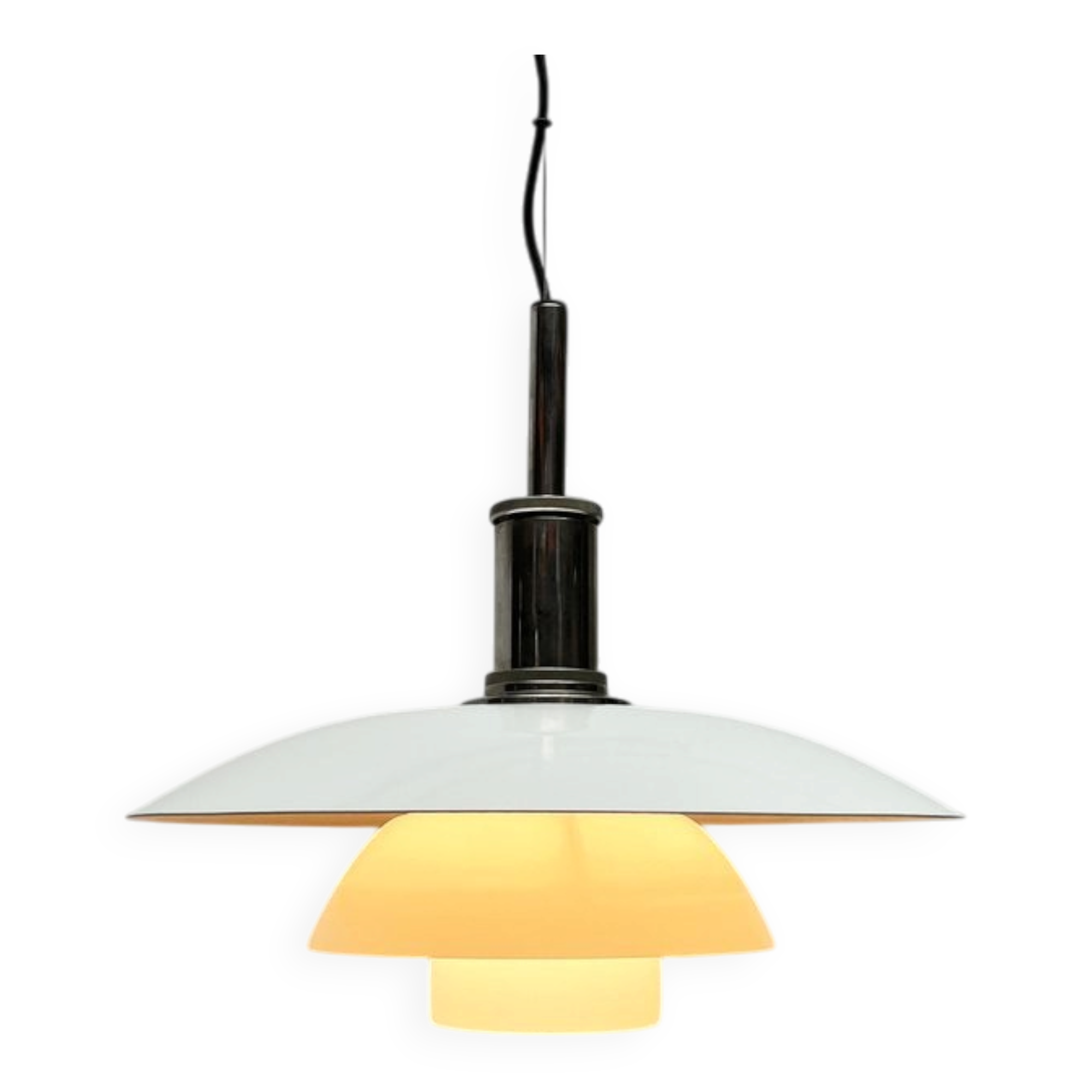 Lampe suspendue en métal et verre modèle danois milieu du siècle Ph 4 1/2 - 4 par Poul Henningsen pour Louis Poulsen, années 1980