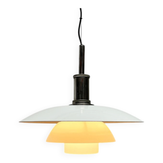 Suspended metal and glass lamp, Danish mid-century model PH 4 1/2 - 4 by Poul Henningsen for Louis Poulsen, 1980s.