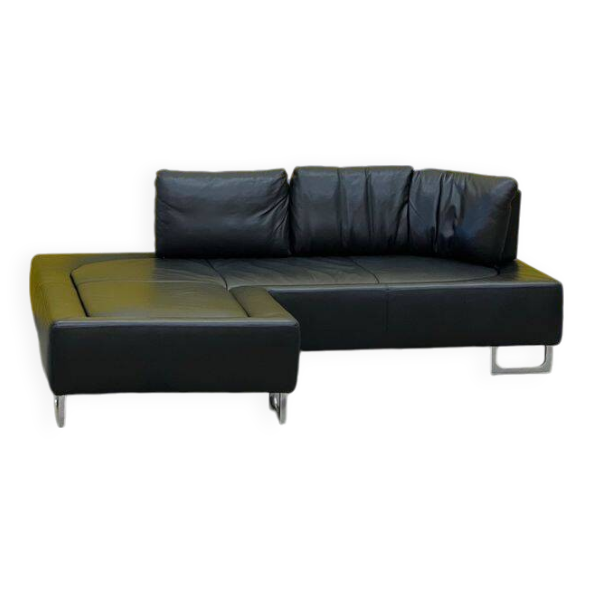 Black Leather De Sede DS-165 Sofa
