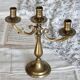 Antique 3-branch candelabra in patinated brass