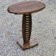 Art deco style pedestal table in beech and gold metal