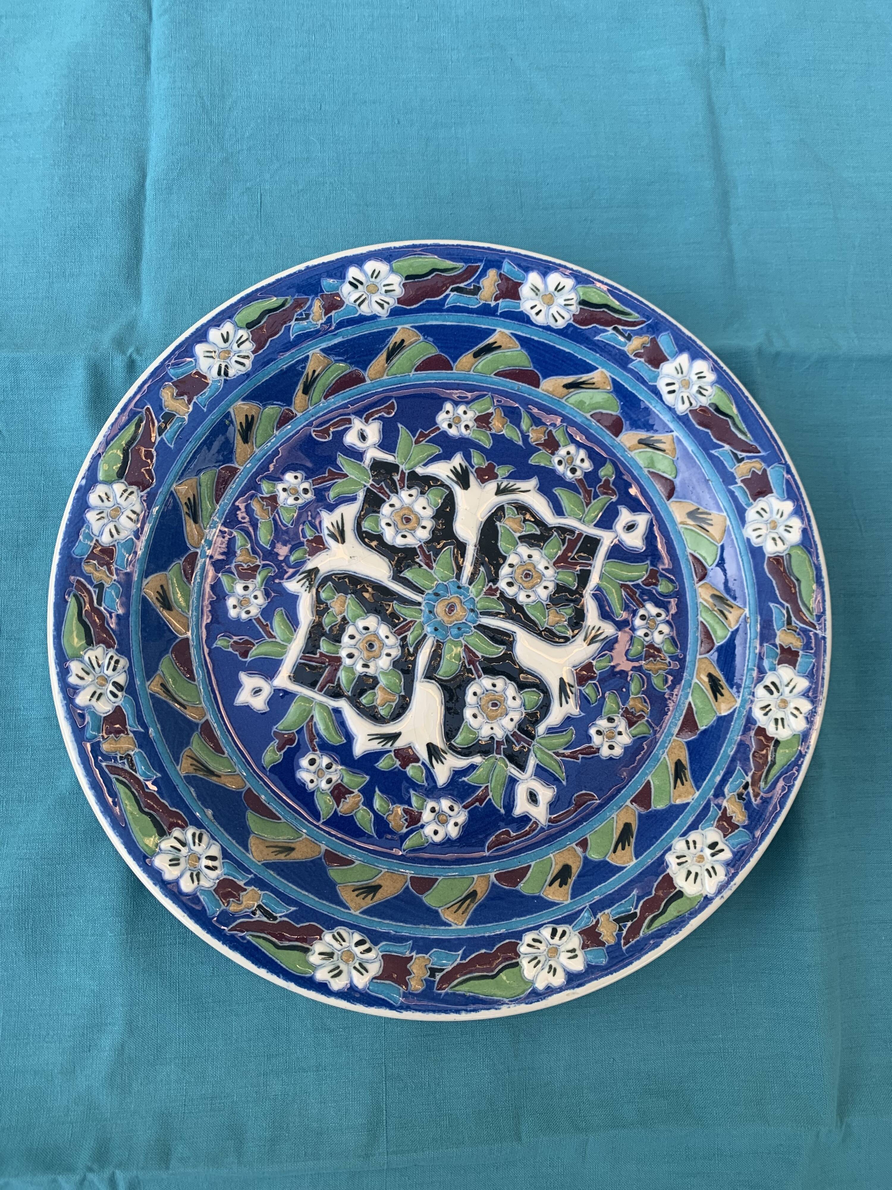 Handmade ceramic collector's plate, glazed with enamels, signed by Adiguzel Gini, Türkiye