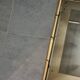 Nesting bamboo tables with gold-plated brass trim