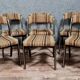 Series of 6 Baumann Vintage gondola chairs in solid wood and chromed metal 60s-70s