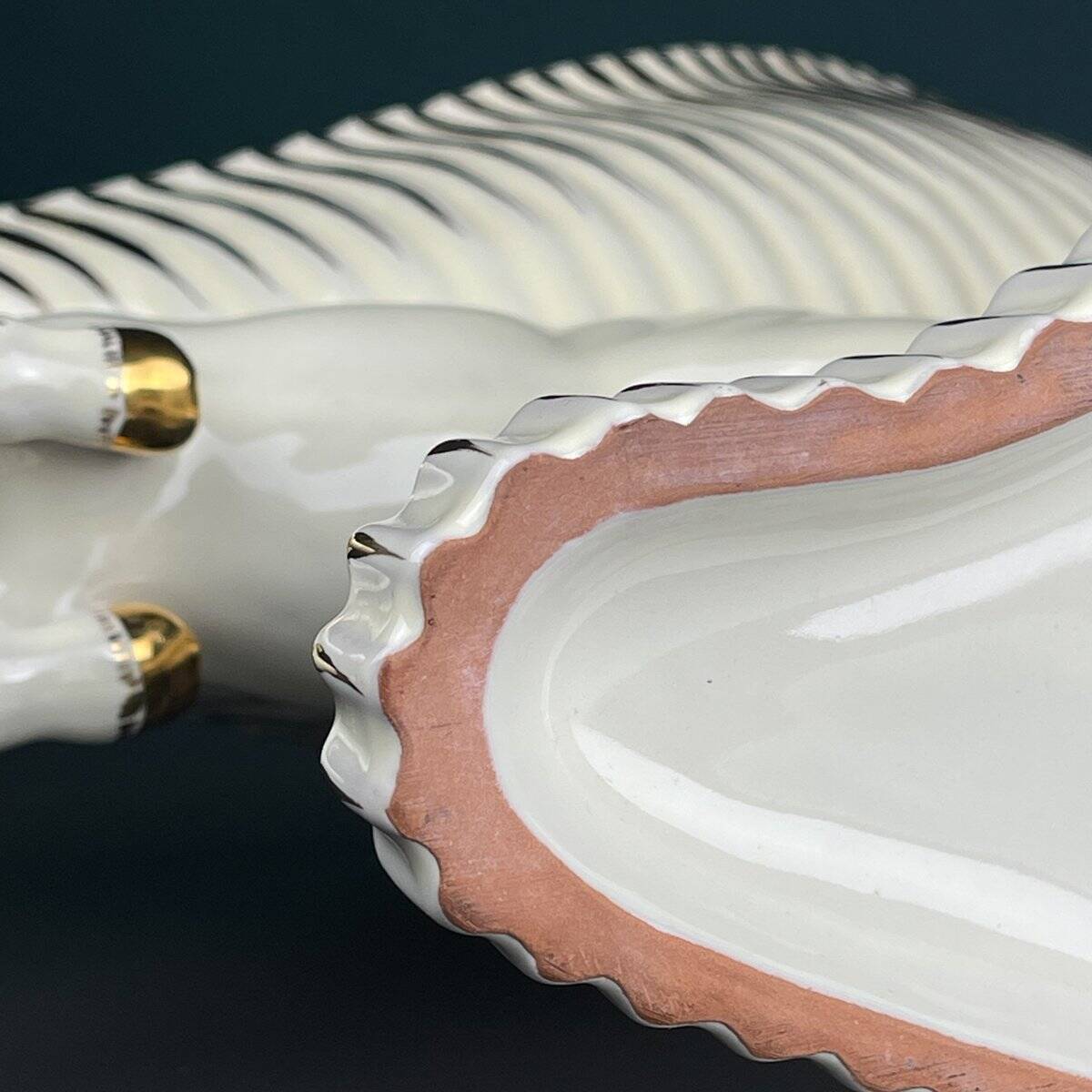 Antique ceramic vase with horses by Egisto Fantechi Maioliche Ceramic, Sesto Fiorentino, Italy, 1940s.