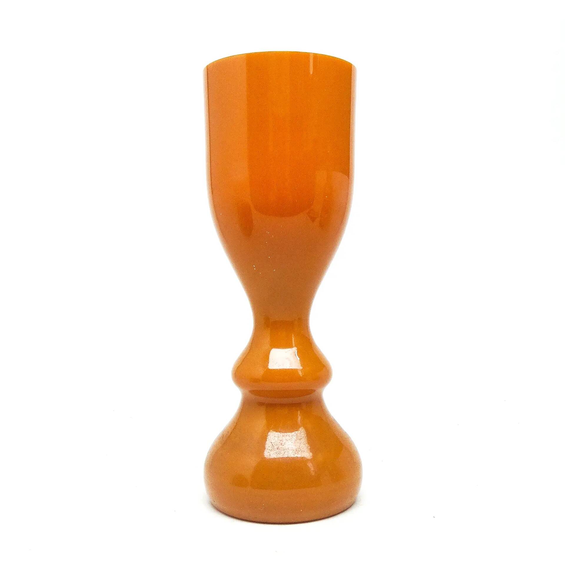 Angel vase, modernism, orange glass, designed by S. Sadowski, Poland, 1970s