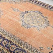 Orange & navy blue turkish vintage rug