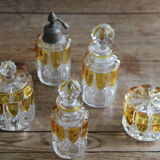 Set of crystal art deco toilet bottles