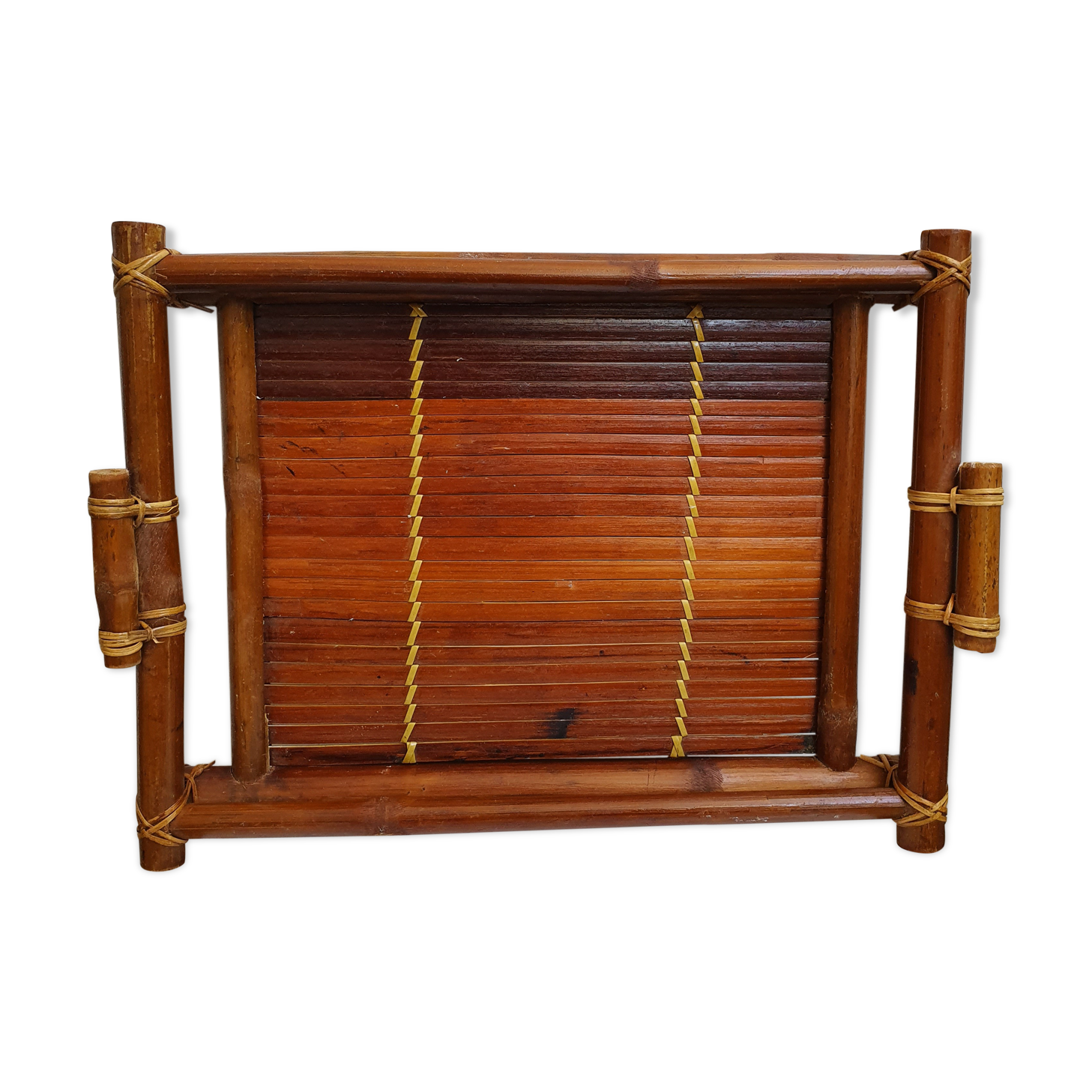 Bamboo tray and seventies rattan