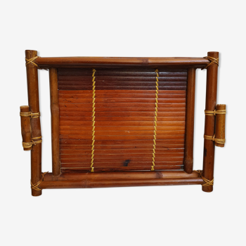 Bamboo tray and seventies rattan