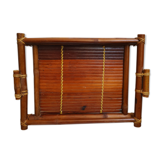 Bamboo tray and seventies rattan