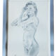 Female nude drawing - brushed aluminum frame