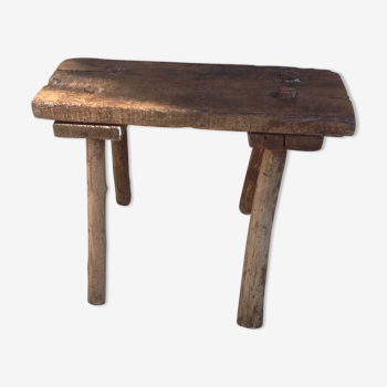 Brutalist milking stool in solid wood