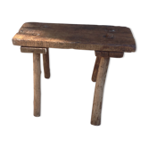 Brutalist milking stool in solid wood