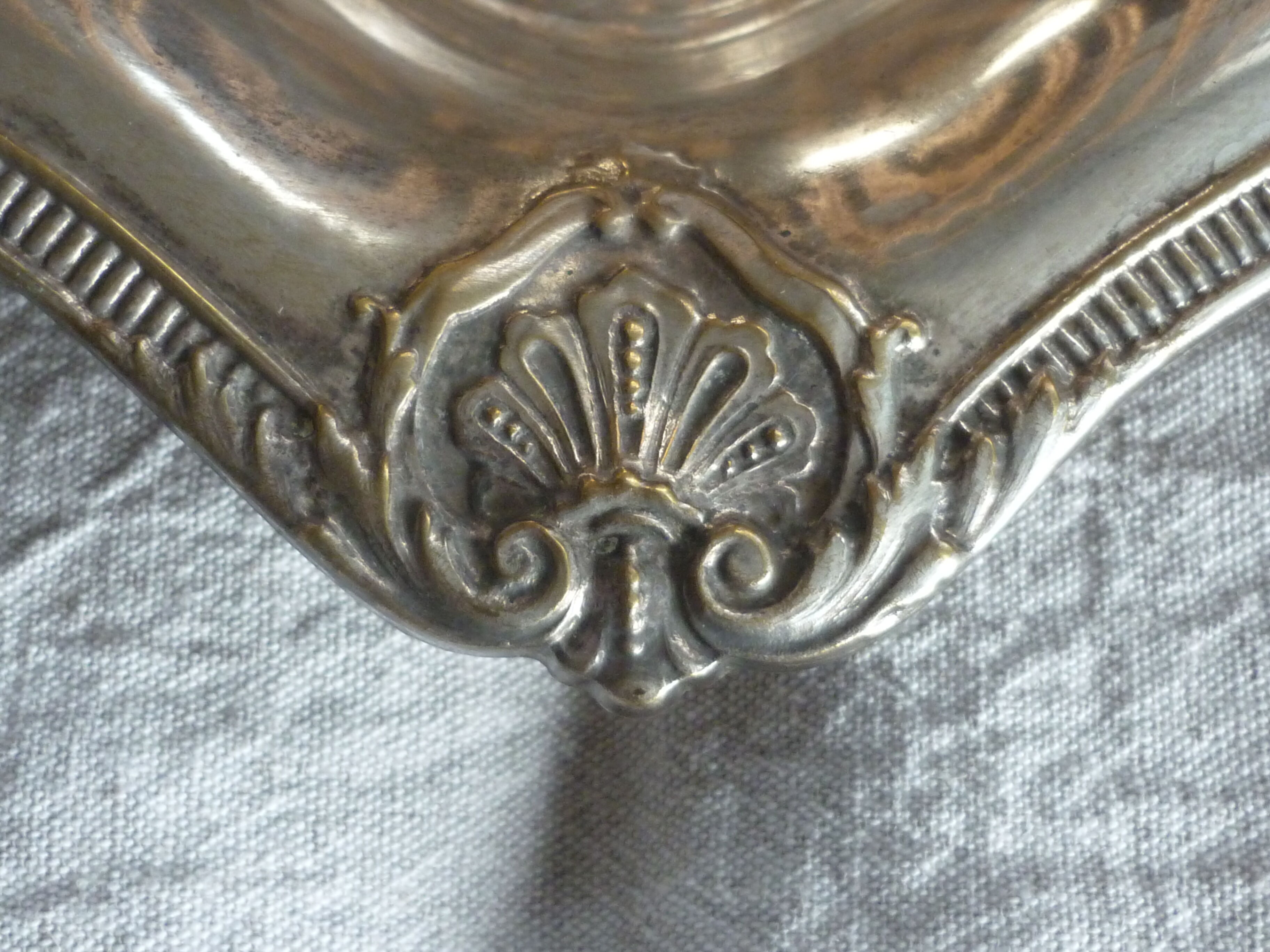 Silver metal bread basket dish
