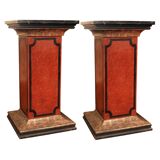 19th Century Italian Faux Marble Lacquer Architectural Pedestals or Columns, Set of 2